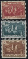 MONACO 62-64 **, 1922/4, 5 - 10 Fr. Einheimische Motive, 3 Postfrische Prachtwerte, Mi. 102.- - Other & Unclassified