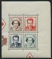 MONACO 397-400A **, 1949, Rotes Kreuz Im Viererblock, Rechte Obere Bogenecke 2 Falzreste Im Rand, Pracht - Altri & Non Classificati