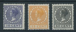 NIEDERLANDE 222-24A **, 1934, Königin Wilhelmina, Gezähnt K 121/2, Postfrischer Prachtsatz, Mi. 110.- - Other & Unclassified