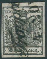 ÖSTERREICH BIS 1867 2Xa O, 1850, 2 Kr. Schwarz, Handpapier, Type Ia, Erstdruck, L2 TROPPAU, Leichte Bugspur Sonst Pracht - Sonstige & Ohne Zuordnung