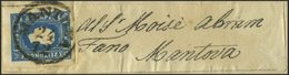 ÖSTERREICH 16a BRIEF, 1858, 1.05 Kr. Hellblau, Allseits Riesenrandiges Kabinettstück Mit Adresszettel Auf Vollständiger  - Sonstige & Ohne Zuordnung