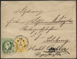 ÖSTERREICH 35/6I BRIEF, 1874, 2 Kr. Gelb Und 3 Kr. Grün, Grober Druck, Auf Brief Von WIEN Nach Salzburg, Pracht - Sonstige & Ohne Zuordnung