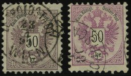 ÖSTERREICH 49a,b O, 1883, 50 Kr. Doppeladler, Beide Farben, 2 Prachtwerte, Mi. 200.- - Sonstige & Ohne Zuordnung