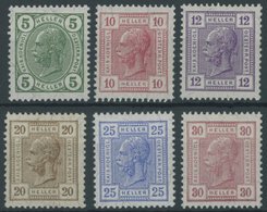 ÖSTERREICH 1867-1918 133-38 **, 1906, Franz Joseph, Farbige Wertziffer Auf Weißem Feld, 20 H. Knitterspur Sonst Postfris - Otros & Sin Clasificación