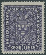 ÖSTERREICH 1867-1918 203Ia **, 1916, 10 Kr. Schwarzgrauviolett, Type I, Postfrisch, Pracht, Mi. 120.- - Otros & Sin Clasificación