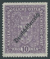 ÖSTERREICH 1918-1938 246IA **, 1919, 10 Kr. Schwärzlichbraunviolett, Type I, Stumpfe Zahnreihe Sonst Postfrisch Pracht,  - Used Stamps