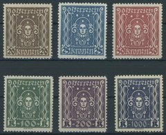 ÖSTERREICH 1918-1938 398-404B **, 1922, Frauenkopf, Gezähnt L 111/2, Postfrischer Prachtsatz (6 Werte), Mi. (650.-) - Usados