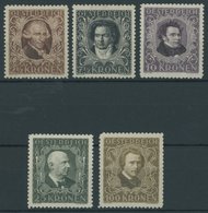 ÖSTERREICH 1918-1938 418-24B *, 1922, Komponisten Und Musiker, Gezähnt L 111/2, Falzrest, 5 Prachtwerte - Gebraucht