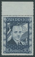 ÖSTERREICH 1918-1938 588 **, 1936, 10 S. Dollfuß, Oberrandstück, Postfrisch, Pracht, Mi. 1400.- - Gebraucht