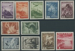 ÖSTERREICH 1918-1938 598-608U (*), 1935, Flugzeug über Landschaften, Ungezähnt, Wie Verausgabt Ohne Gummi, 11 Prachtwert - Gebraucht