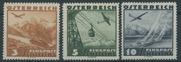 ÖSTERREICH 1918-1938 610-12 **, 1935, 3 - 10 S. Flugzeug über Landschaften, Postfrisch, 3 Prachtwerte, Mi. 175.- - Gebraucht