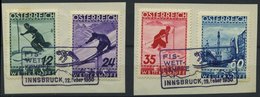 ÖSTERREICH 623-26 BrfStk, 1920, FIS II Mit Violetten Sonderstempeln Auf 2 Briefstücken, Prachtsatz, Mi. 140.- - Gebraucht