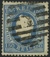 PORTUGAL 43xB O, 1876, 150 R. Mattblau, Gezähnt 121/2, üblich Gezähnt Pracht, Signiert Gebrüder Senf, Mi. 160.- - Other & Unclassified