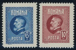 RUMÄNIEN 300,302F *, 1926, 6 L. Blau Und 10 L. Rot, Falzrest, 2 Prachtwerte - Altri & Non Classificati