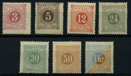 PORTOMARKEN P 2,3,5,7cA,8-10A *, 1874, Lösen, 7 Werte, Gezähnt 14, Falzreste, Feinst/Pracht, Mi. 516.- - Usati