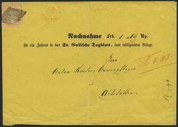 SCHWEIZ BUNDESPOST 16IIAym BRIEF, 1855, 20 Rp. Gelborange, Berner Druck I, (Zst. 25Ba), Fast Allseits Breitrandig, Auf G - Altri & Non Classificati