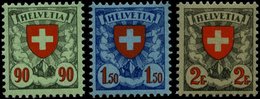 SCHWEIZ BUNDESPOST 194,196/7x **, 1924, 90 C. - 1.50 Fr. Wappen, Gewöhnliches Papier, 3 Prachtwerte, Mi. 390.- - Sonstige & Ohne Zuordnung