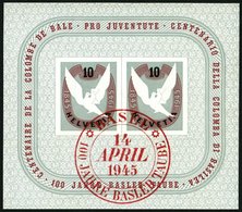 SCHWEIZ BUNDESPOST Bl. 12 O, 1945, Block Basler Taube, Roter Ersttags-Sonderstempel, Pracht, Mi. (120.-) - Sonstige & Ohne Zuordnung