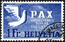 SCHWEIZ BUNDESPOST 455 O, 1945, 1 Fr. PAX, üblich Gezähnt Pracht, Gepr. Marchand, Mi. 120.- - Otros & Sin Clasificación