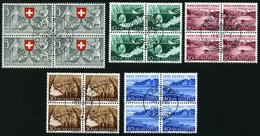 SCHWEIZ BUNDESPOST 580-84 VB O, 1953, Pro Patria In Viererblocks Mit Zentrischen Ersttagsstempeln, Prachtsatz - Otros & Sin Clasificación