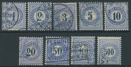 PORTOMARKEN P 1-9 O, 1878, 1 - 250 C. Blau/dunkelblau, Prachtsatz, Mi. 90.- - Postage Due