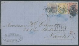 INDIEN 18,20,26 BRIEF, 1869, Dreifarbenfrankatur Victoria Auf Brief Mit Blauen Achteck-Stempeln Und L1 STAMPED Sowie R1  - Altri & Non Classificati