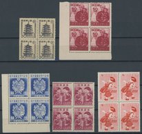 JAPAN VB **, 1940-48, Mi.Nr. 370, 378/9, 400, 430, Je In Postfrischen Viererblocks, Pracht - Sonstige & Ohne Zuordnung
