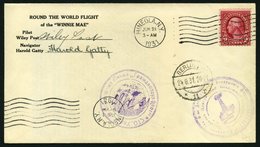 US-FLUGPOST 21.6.1931, Round The World Flight Of The WINNIE MAE, (vom 21.6.-1.7.) Auf Brief Mit 2 Violetten Sonderstempe - Sonstige & Ohne Zuordnung