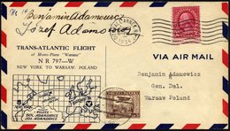 US-FLUGPOST 27.6.1934, Transatlantikflug NEW YORK-WARSCHAU (Adamowicz-Flug) Mit Autogrammen Der Flieger, US-polnische Fr - Altri & Non Classificati