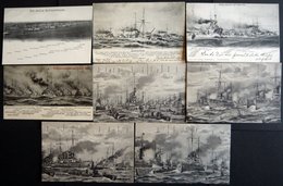 ALTE POSTKARTEN - SCHIFFE KAISERL. MARINE BIS 1918 Die Aktive Schlachtflotte, 8 Verschiedene Karten - Warships