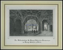 BERLIN: Bibliotheksaal Des Kronprinzen Im Königlichen Schloß, Lithographie Aus Borussia Um 1839 - Lithographien