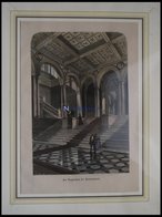 BERLIN: Das Treppenhaus Der Nationalgallerie, Kolorierter Holzstich Um 1880 - Litografía