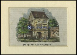 BRAUNSCHWEIG: Das Redingethor, Kolorierter Holzstich Auf Vaterländische Geschichten Von Görges 1843/4 - Litografía