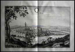 LAUN/BÖHMEN, Ansicht Auf Die Stadt Mit Umgebung, Kupferstich Von Merian Um 1645 - Lithographien