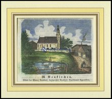 NEUKIRCHEN: Die Pfarrkirche, Kolorierter Holzstich A.d.Sulzb.Kalender Von 1866 - Lithographien
