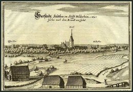 SARSTEDT, Gesamtansicht Nach Dem Brand, Kupferstich Von Merian Um 1645 - Lithographien