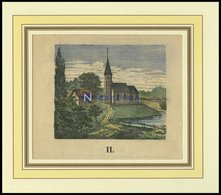 STUBENBERG: Die Wallfahrtskirche Prienbach, Kolorierter Holzstich A.d.Sulzb. Kalender Von 1872 - Lithographies