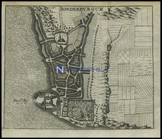 SONDERBURG, Stadtplan Mit Dem Fürstlichen Schloß, Kupferstich Von Zeiller 1655 - Lithographies