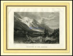 CHAMOUNY, Gesamtansicht, Blick In Das Tal, Stahlstich Von B.I.um 1840 - Litografia