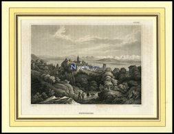 NEUCHATEL, Gesamtansicht, Stahlstich Von B.I. Um 1840 - Lithographien