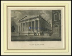 USA: Philadelphia, Die Bank Der Vereinigten Staaten, Stahlstich Von B.I. Um 1840 - Lithographien