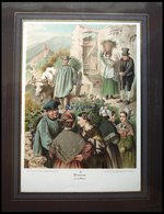 Region: Trachten (Preussen) Auf D. Mosel, Dekorative Altkolorierter Chromolithogr. Von Kretschmer Um 1880 - Lithographies