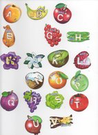 MAGNETS   ALPHABET GERVAIS INCOMPLET    THEME      FLEURS FRUITS ET LEGUMES - Publicitaires