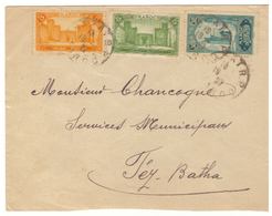Lettre Maroc 1927. 3 Timbres. Cachets Du Maroc (Fès-Batha) - Cartas