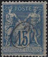 1892 Sage N°101 Papier Quadrillé Obl 15c Bleu N/U Oblitération Cachet De Facteur De Boite Rurale Supplémentaire ... RR - 1898-1900 Sage (Tipo III)