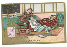 Delcampe - Chromo Grands Magasins " A La Ville De Saint Denis " La Paresse Pierrot Et Arlequin " Comedia Del Arte - Otros & Sin Clasificación