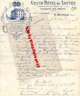 50- VILLEDIEU LES POELES- RARE LETTRE GRAND HOTEL DU LOUVRE- J. THOMAS - E. DUFOUR- ESTAMINET BILLARD-1924 - Artigianato