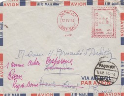 COVER. PORT-SAID. 12 4 54. EGYPTE 52 MILES POSTES. PAQUEBOT PORT-SAID. TO FRANCE REDIRIGED   /  3 - Lettres & Documents