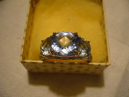 925er Silberring - Mit Blauen Facinierten Steinen (679) Preis Reduziert - Ring