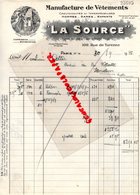 75- PARIS-FACTURE LA SOURCE -MANUFACTURE VETEMENTS CAOUTCHOUC-109 RUE TURENNE- 1926 - Artigianato